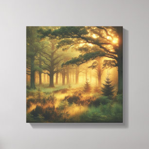 Goldenes Licht über Vintage-Wald Leinwanddruck