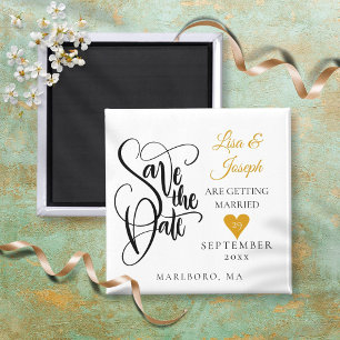 Goldenes Liebe Herz Save the Date Magnet