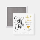 Goldenes Liebe Herz Save the Date Magnet (Vorderseite/Rückseite)