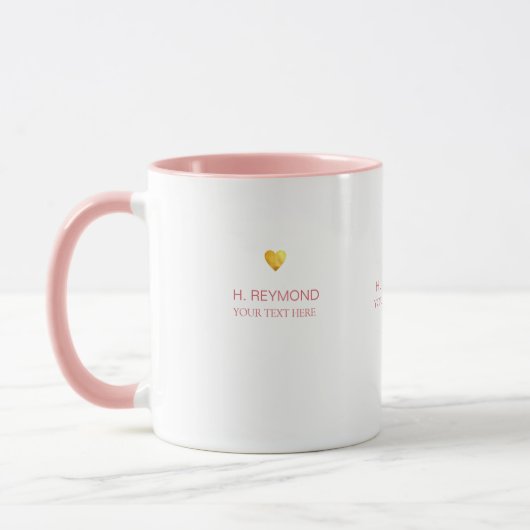 goldenes Liebe mit Namen und Text auf rosa Tasse (Links)
