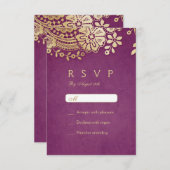 Goldenes lila Vintages Hochzeitsfest RSVP (Vorne/Hinten)