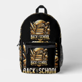 goldenes Logo des Designers "Back to School" Bedruckter Rucksack (Vorderseite)