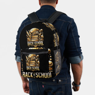 goldenes Logo des Designers "Back to School" Bedruckter Rucksack