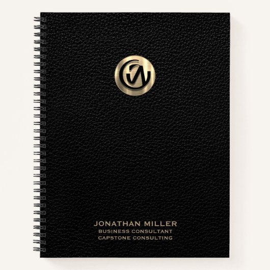 Goldenes Logo-SpiralNotebook mit anpassbarem Text Notizblock (Vorderseite)