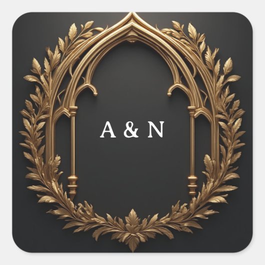Goldenes Lorbeer-Emblem ✨ Quadratischer Aufkleber (Vorderseite)