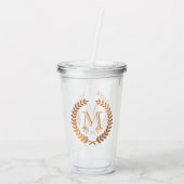 Goldenes Lorbeer-Kranz-Monogramm Acryltrinkbecher (Rückseite)