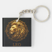 Goldenes Löwensymbol, das Stärke darstellt, Zodiac Schlüsselanhänger (Rückseite)
