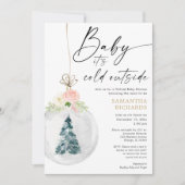 Goldenes Mädchen Winter Virtuelle Babydusche Einladung (Vorderseite)