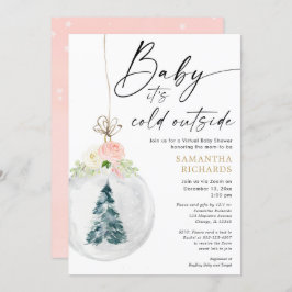 Goldenes Mädchen Winter Virtuelle Babydusche Einladung