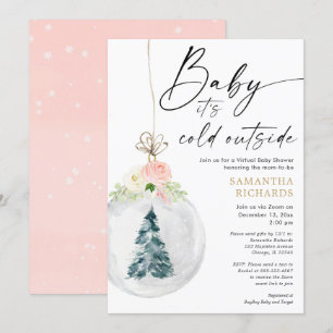 Goldenes Mädchen Winter Virtuelle Babydusche Einladung