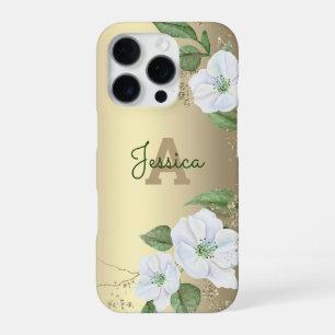 Goldenes, Mädchenhaftes, Florales Wasserfarben-Gla iPhone 16 Pro Hülle