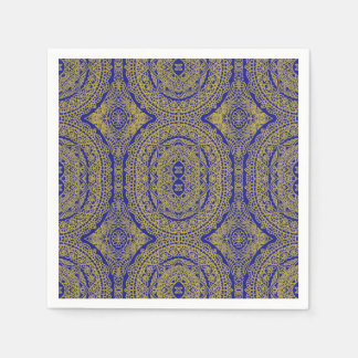 Goldenes Mandala auf Blau Serviette