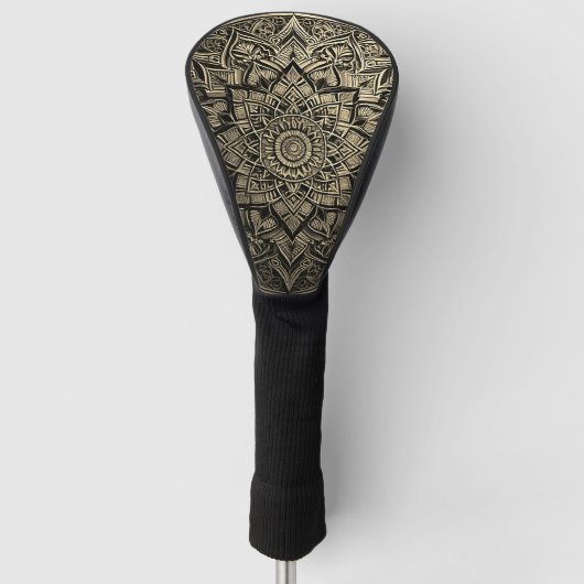 Goldenes Mandala Golf Headcover (Vorderseite)