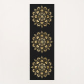 Goldenes Mandala-Muster Schwarz Boho Yogamatte (Vorderseite)