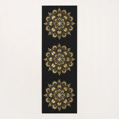 Goldenes Mandala-Muster Schwarz Boho Yogamatte (Rückseite)
