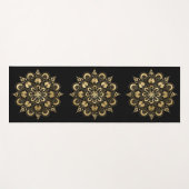 Goldenes Mandala-Muster Schwarz Boho Yogamatte (Vorderseite (Horizontal))