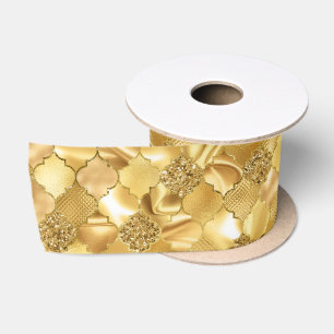 Goldenes marokkanisches Vierblattmuster Satinband