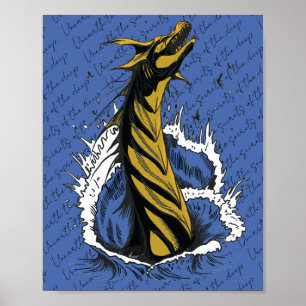 Goldenes Meer-Monster-Schlangen-Ozeanwellen-Poster Poster