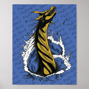 Goldenes Meer-Monster-Schlangen-Ozeanwellen-Poster Poster