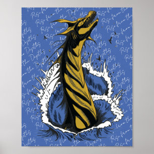 Goldenes Meer-Monster-Schlangen-Ozeanwellen-Poster Poster