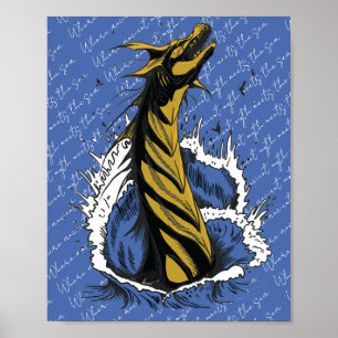 Goldenes Meer-Monster-Schlangen-Ozeanwellen-Poster Poster