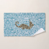 Goldenes Meerpferd auf Abstraktem Blau Badhandtuch Set (Handtuch)