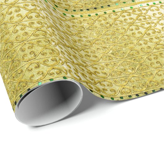 Goldenes Metall: Luxuriöses Muster-Hintergrund. Geschenkpapier (Rolleneckpunkt)