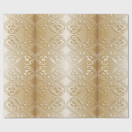 goldenes mit Blumenmuster Geschenkpapier (Flach)