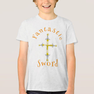 Goldenes Mittelalter-Fantyschwert für Kinder Tri-Blend Shirt