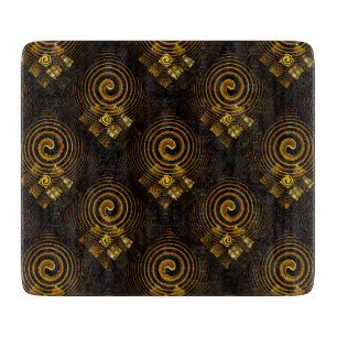 Goldenes modernes Boho-elegantes abstraktes Kunstm Schneidebrett