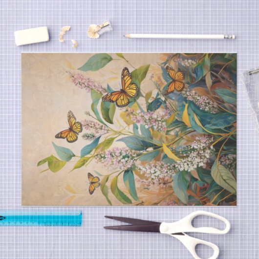 Goldenes Monarch-Milkweed- und Wiesengewebe Seidenpapier (Handwerk)