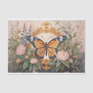 Goldenes Monarch-Wildblumen-Medaillon, wunderschön Seidenpapier