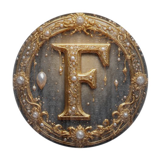 Goldenes Monogramm Anfangsbuchstabe F Schneidebrett (Vorderseite)