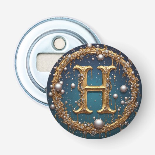 Goldenes Monogramm Anfangsbuchstabe H Flaschenöffner (Vorderseite)