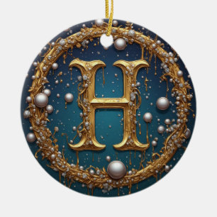 Goldenes Monogramm Anfangsbuchstabe H Keramik Ornament
