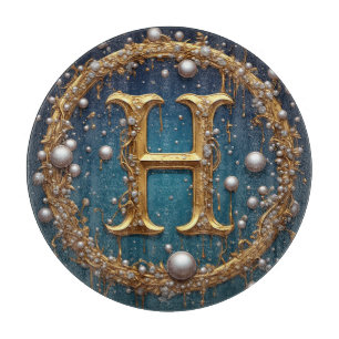 Goldenes Monogramm Anfangsbuchstabe H Schneidebrett
