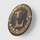 Goldenes Monogramm Anfangsbuchstabe L Runde Wanduhr (Winkel)