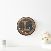Goldenes Monogramm Anfangsbuchstabe L Runde Wanduhr (Zuhause)