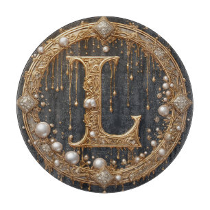 Goldenes Monogramm Anfangsbuchstabe L Schneidebrett