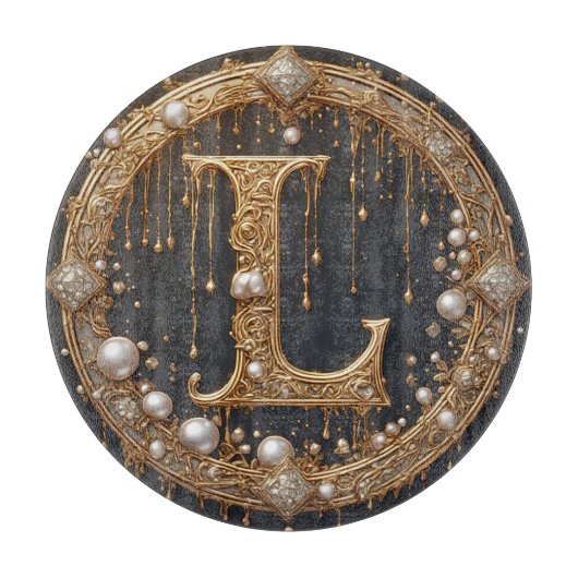 Goldenes Monogramm Anfangsbuchstabe L Schneidebrett (Vorderseite)