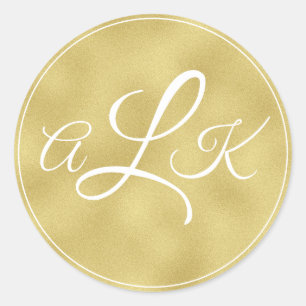 Goldenes Monogramm-Aufklebersiegel Runder Aufkleber