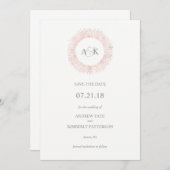 Goldenes Monogramm aus eleganter Rose Save the Dat Save The Date (Vorne/Hinten)
