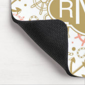 Goldenes Monogramm des Anker-Muster-| Mousepad (Ecke)