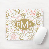 Goldenes Monogramm des Anker-Muster-| Mousepad (Mit Mouse)