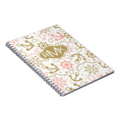 Goldenes Monogramm des Anker-Muster-| Notizblock (Rechte Seite)