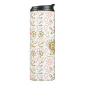 Goldenes Monogramm des Anker-Muster-| Thermosbecher (Nach links gedreht)