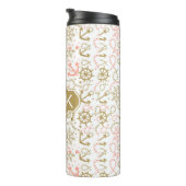 Goldenes Monogramm des Anker-Muster-| Thermosbecher (Nach rechts gedreht)