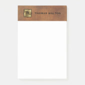 Goldenes Monogramm Echtes Leder Aussehen Elegant Post-it Klebezettel (Vorderseite)