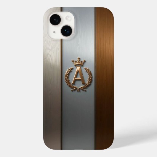 Goldenes Monogramm-Emblem A Case-Mate iPhone Hülle (Rückseite)