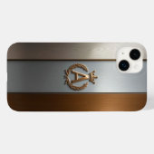 Goldenes Monogramm-Emblem A Case-Mate iPhone Hülle (Rückseite (Horizontal))